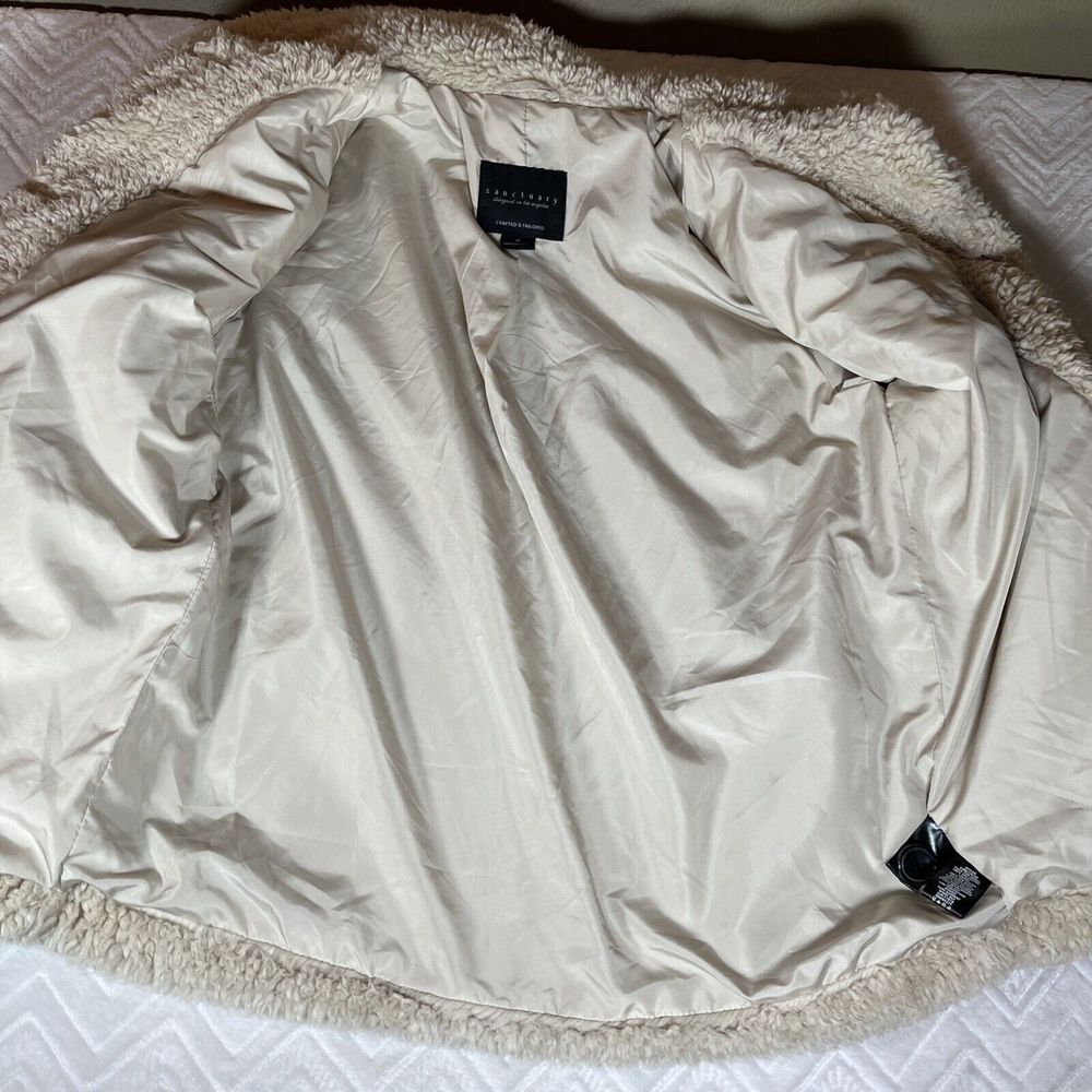 Sanctuary Sherpa Jacket Size M Teddy Bear Coat Beige Anthropologie - Picture 10 of 14